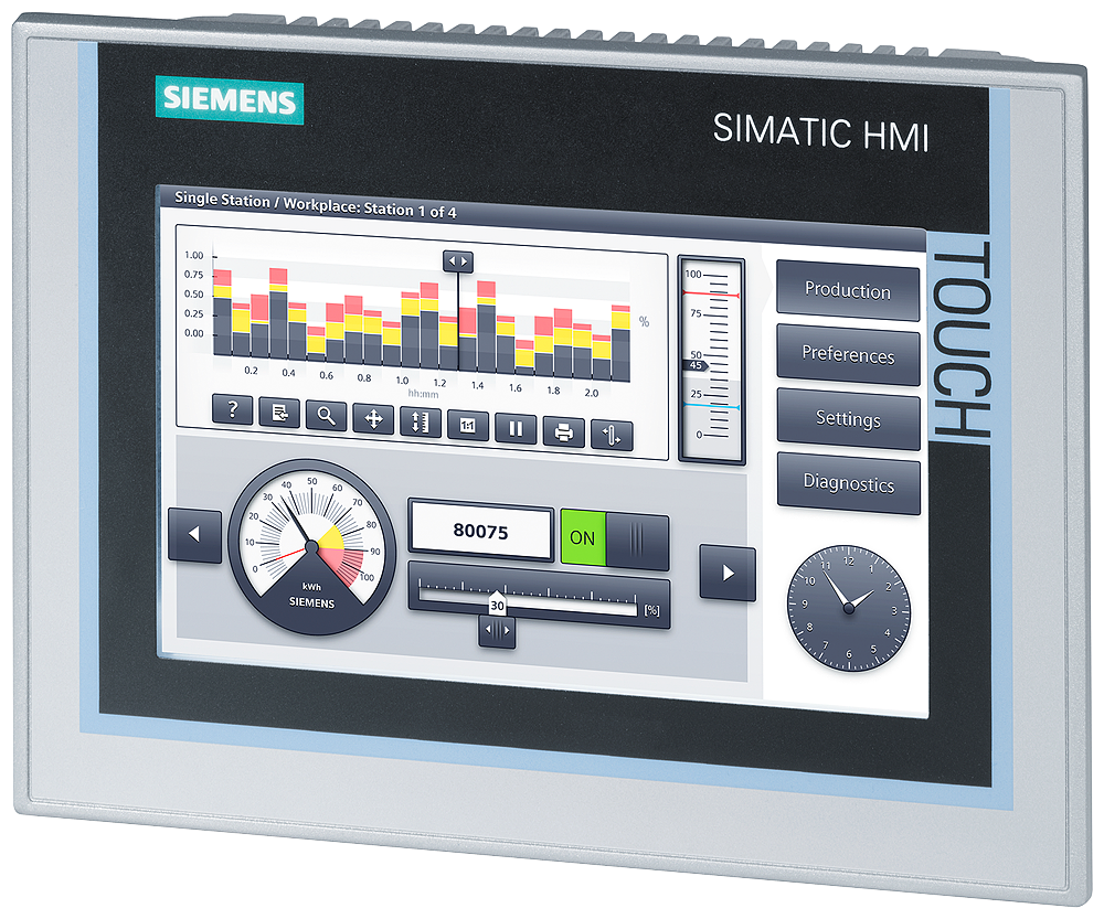 6AV2124-0GC01-0AX0 Siemens SIMATIC HMI TP700 Comfort, Comfort Panel, touch operation, 7" widescreen TFT display,