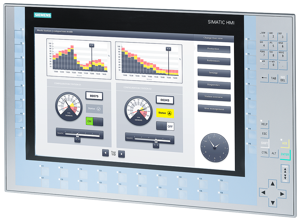 KP1500 and TP1500 Comfort 15.4" HMI6AV2124-1QC02-0AX0